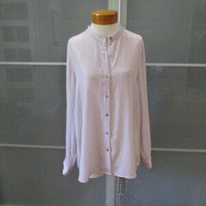 Eileen Fisher Long Sleeve Crushed Velvet Button Front Lavender Tunic